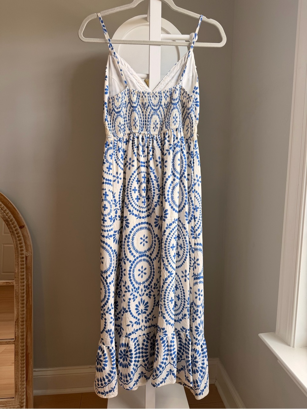 Cupshe Blue and Cream Spaghetti-Strap Maxi Dress with Lace Detail - Picture 2 of 3